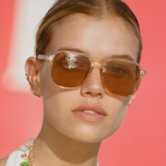 Anthropologie Fifth & Ninth Skye Aviator Sunglasses Pink Quartz With Case New main image 6